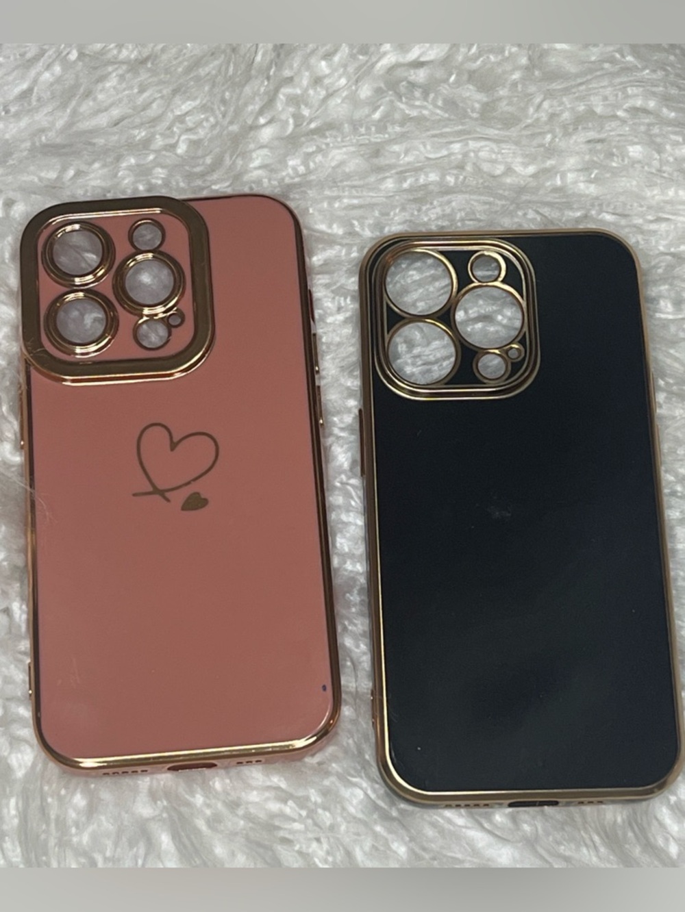 NEW Set of Pink & Black iPhone Case with Gold Trim for iPhone 14 PRO
